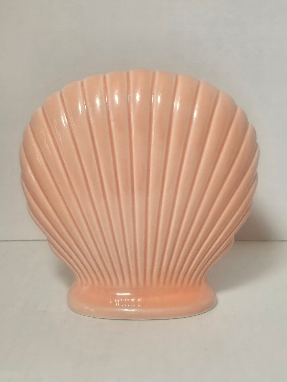 Vintage Pink Coral Scallop Clamshell Planter Vase Made in Japan Nautical Decor